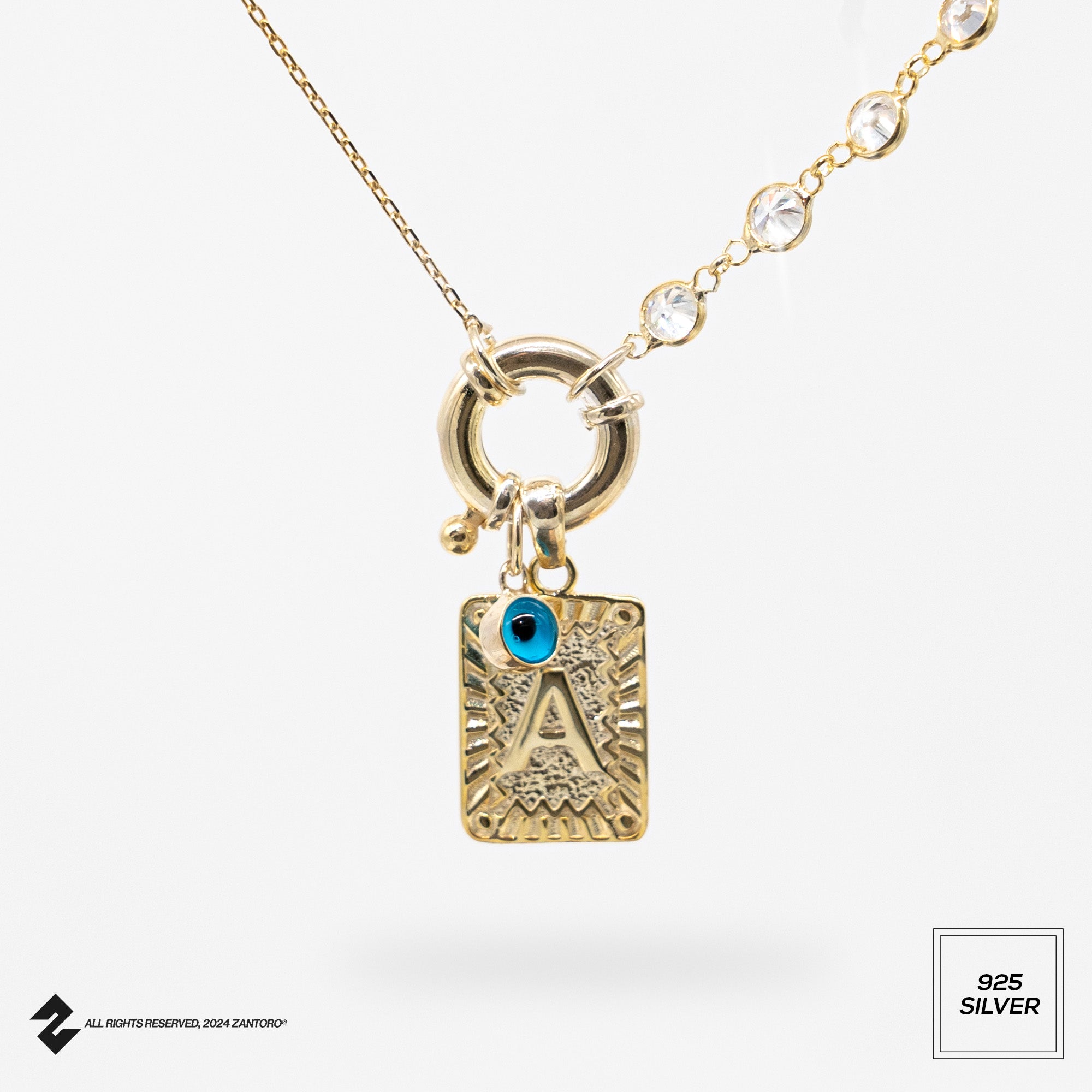 CHAIN DESIGN ICED BUCHSTABEN KETTE MIT NAZAR