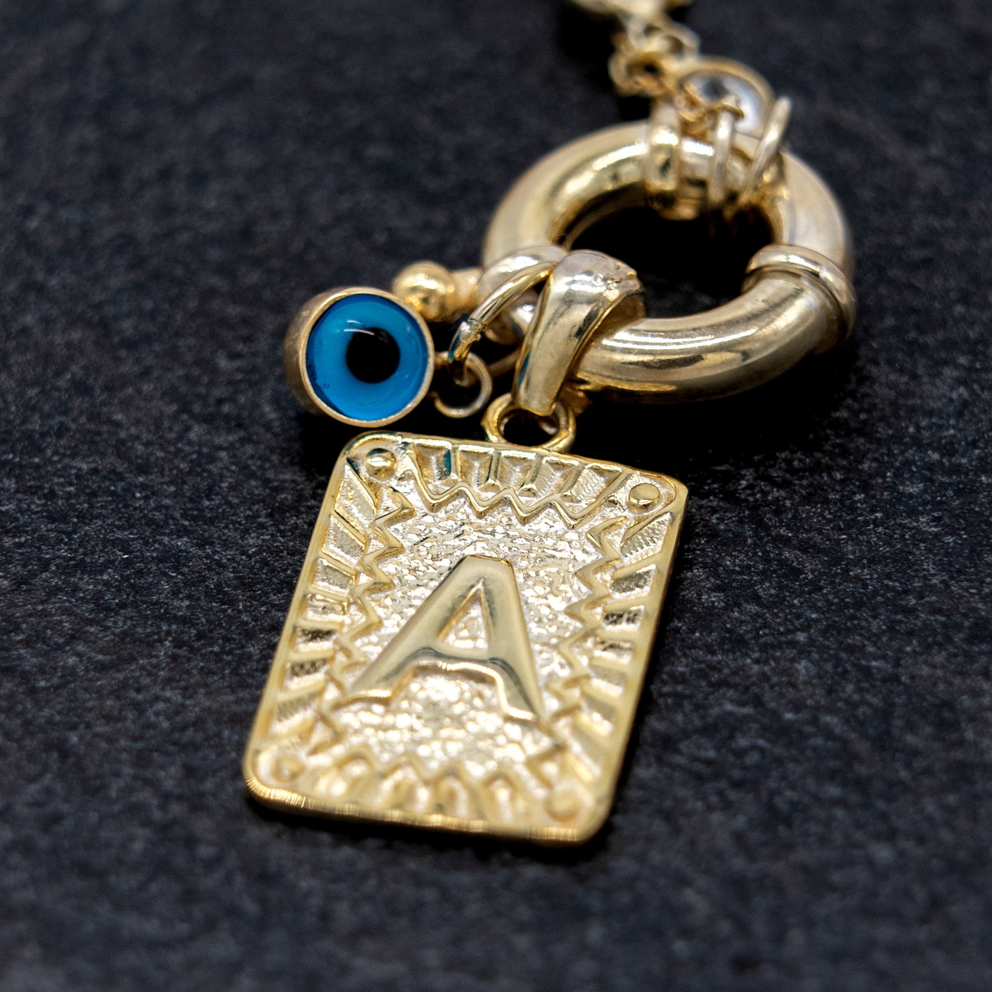 CHAIN DESIGN ICED BUCHSTABEN KETTE MIT NAZAR