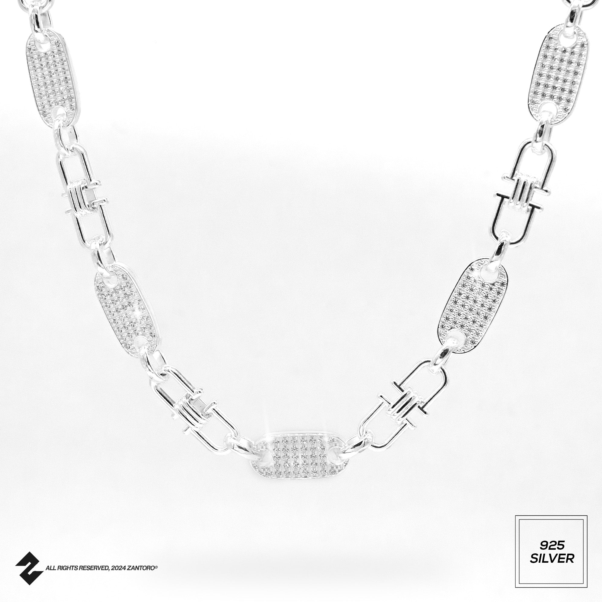 PLATTEN-BÜGEL KETTE ICE OUT MADE IN ITALY