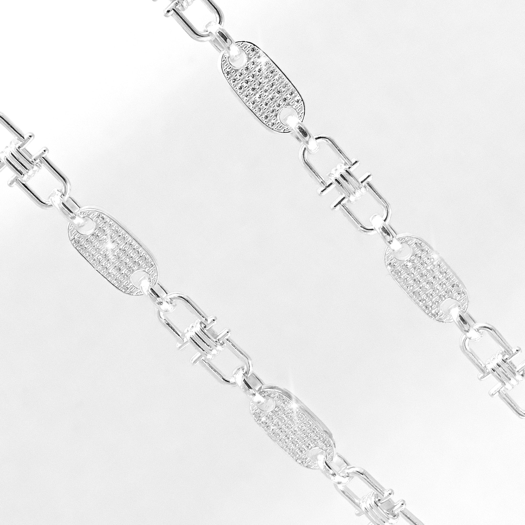 PLATTEN-BÜGEL KETTE ICE OUT MADE IN ITALY