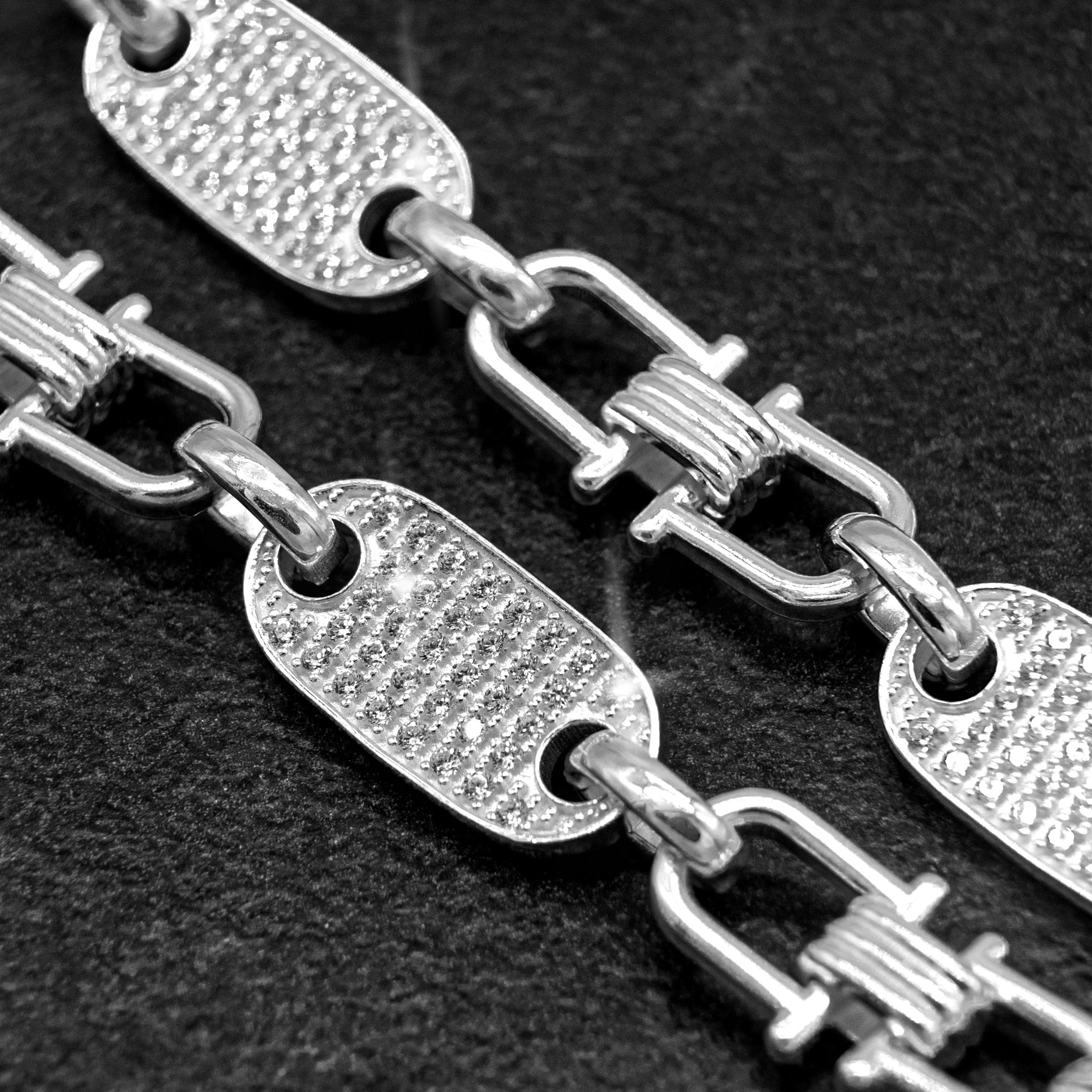 PLATTEN-BÜGEL KETTE ICE OUT MADE IN ITALY