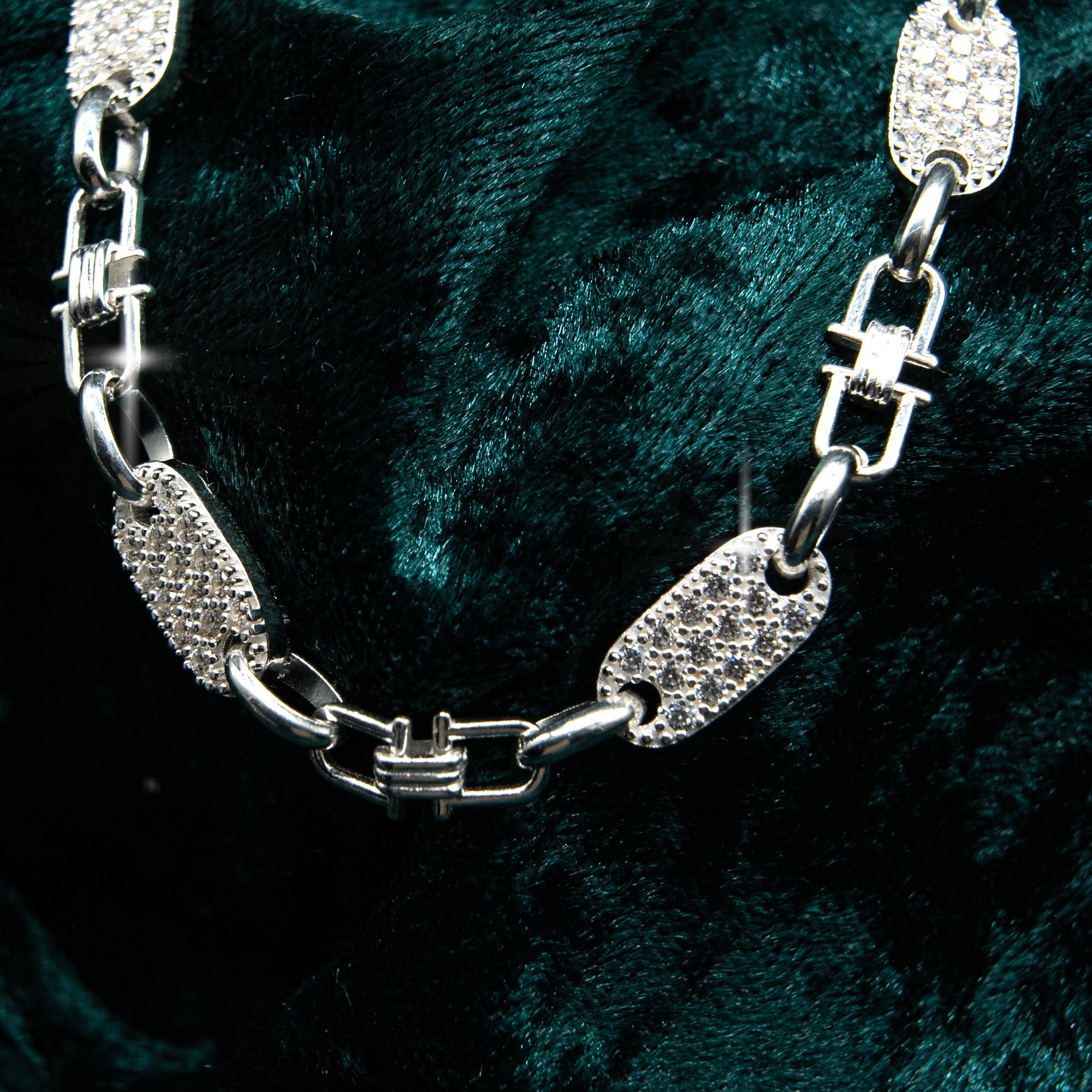 PLATTEN-BÜGEL KETTE ICE OUT MADE IN ITALY