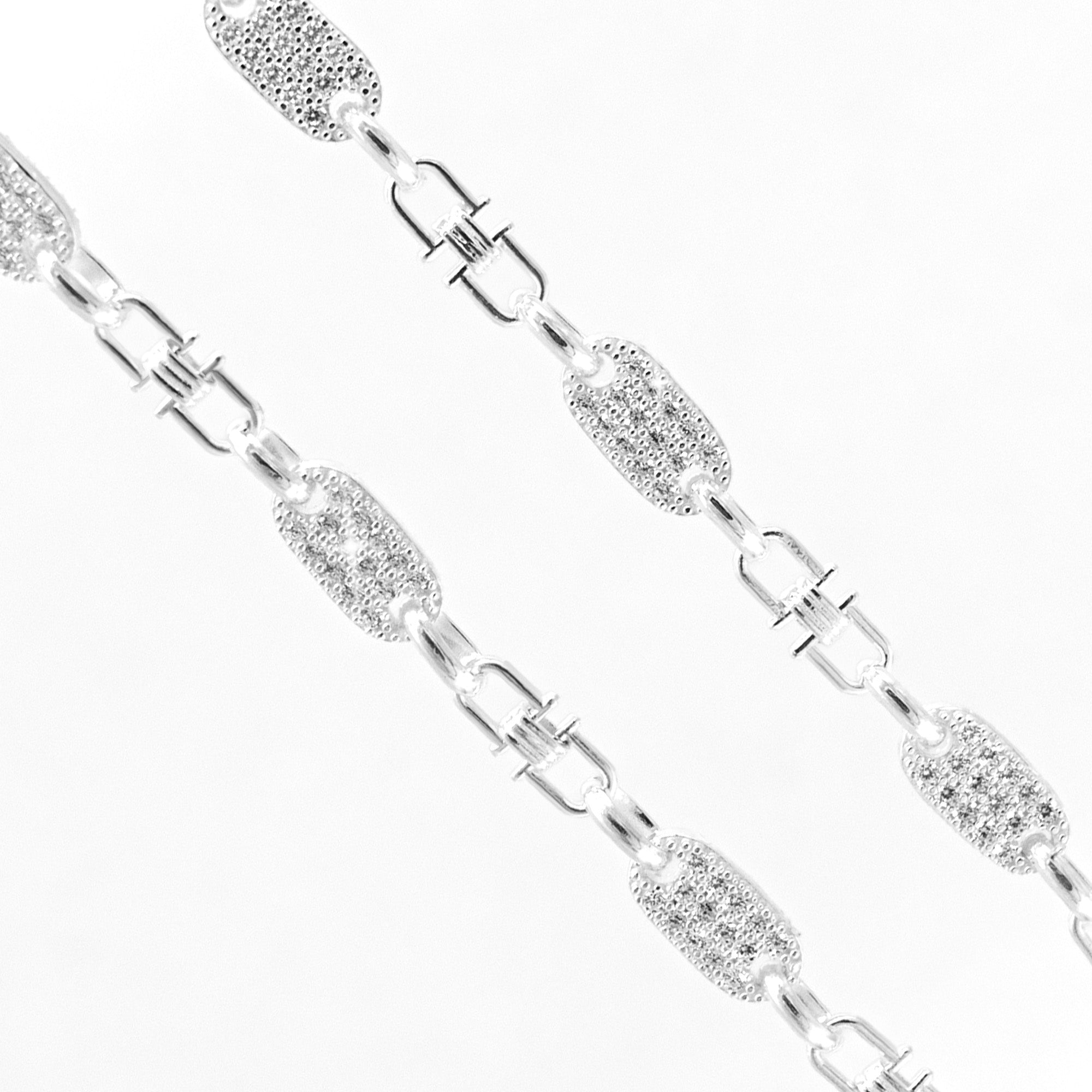 PLATTEN-BÜGEL KETTE ICE OUT MADE IN ITALY