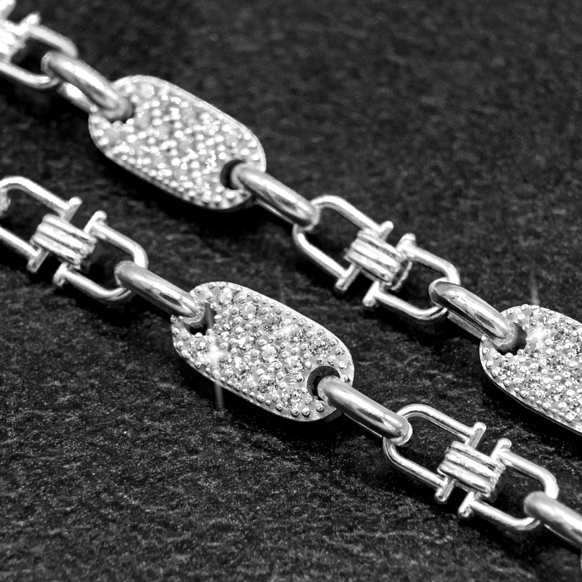 PLATTEN-BÜGEL KETTE ICE OUT MADE IN ITALY