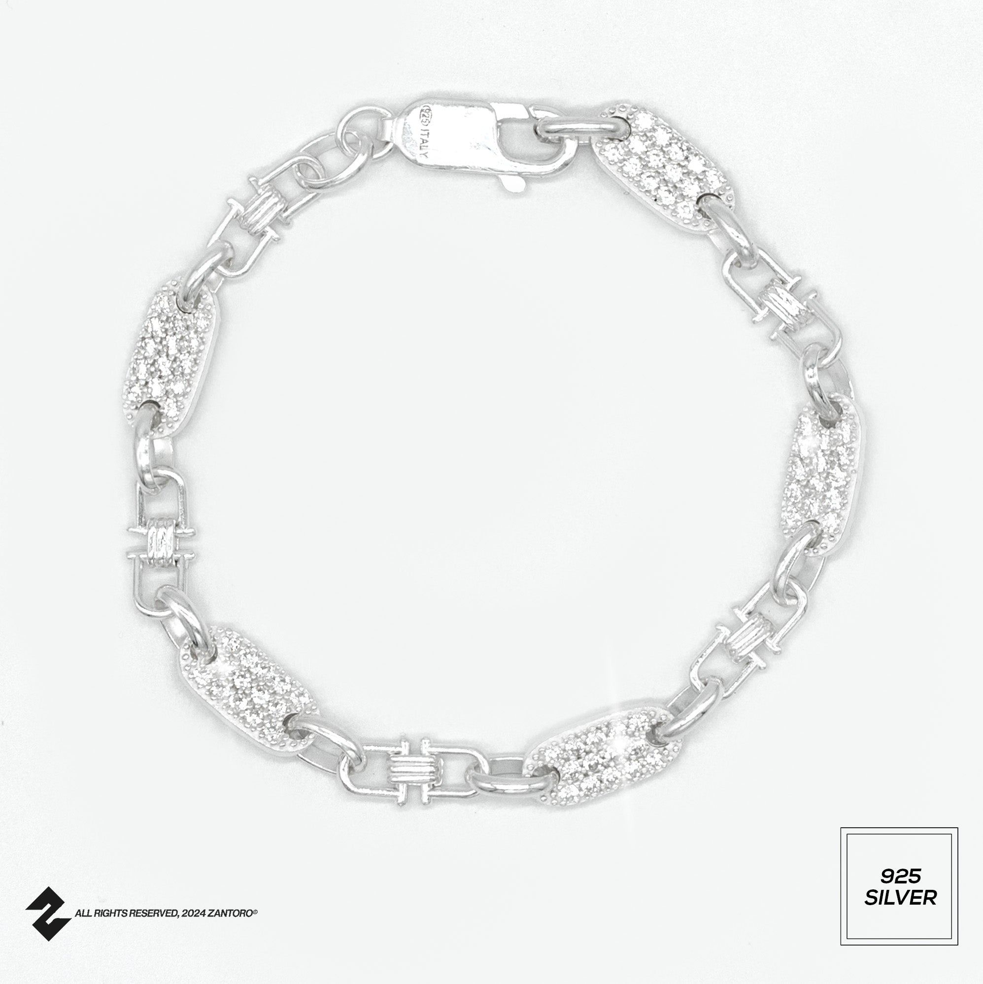 PLATTEN-BÜGEL ARMBAND ICE OUT MADE IN ITALY