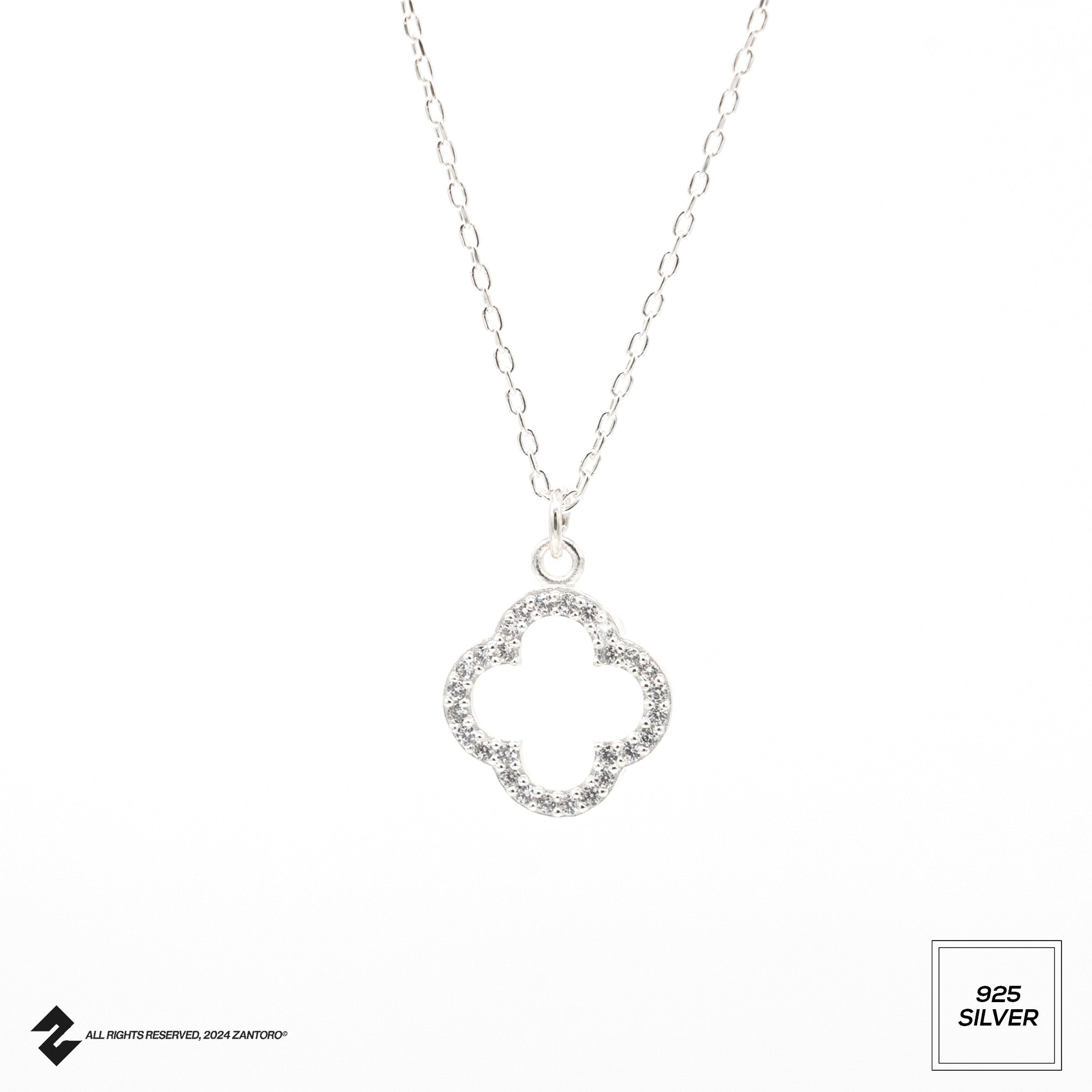 KLEEBLATT RAHMEN KETTE MIT ZIRKONIA