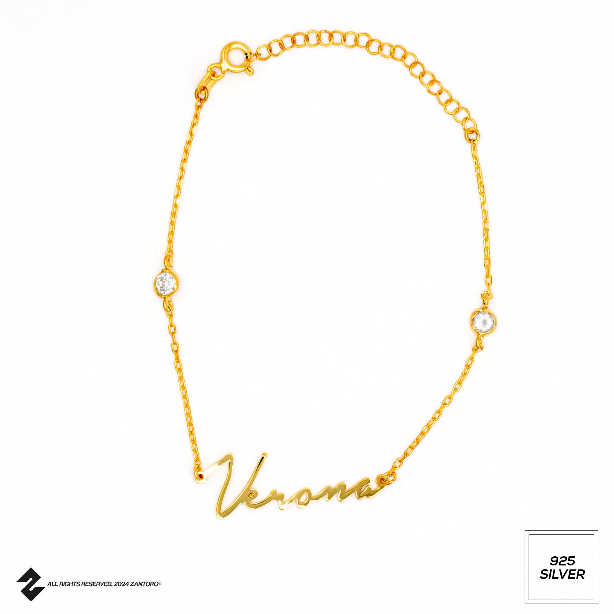 SIGNATUR NAMENSARMKETTE MIT ZIRKONIA STEIN
