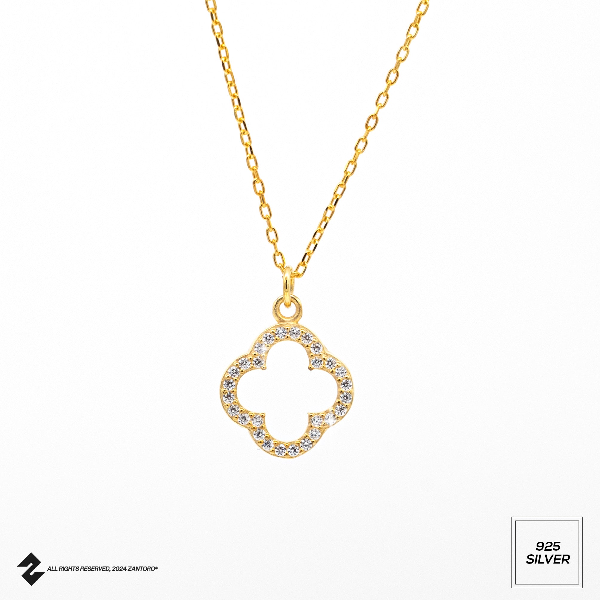 KLEEBLATT RAHMEN KETTE MIT ZIRKONIA