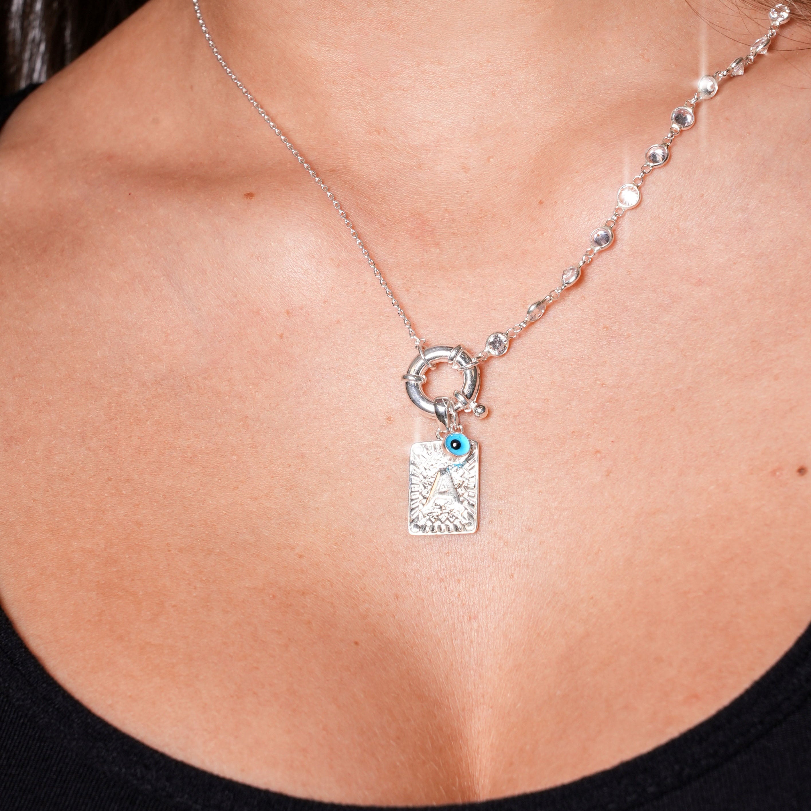 CHAIN DESIGN ICED BUCHSTABEN KETTE MIT NAZAR