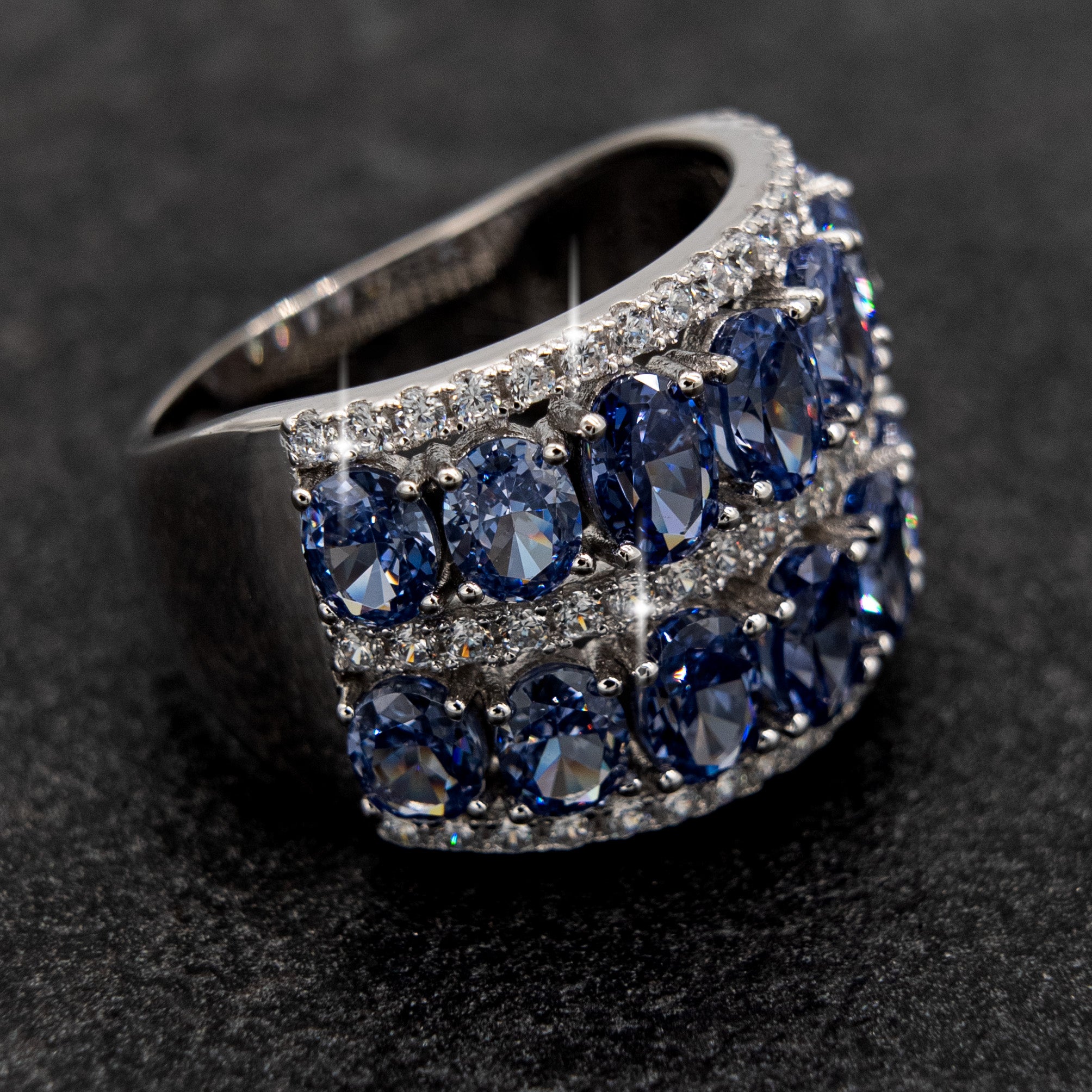 DOUBLE DIAMOND RING BLAU