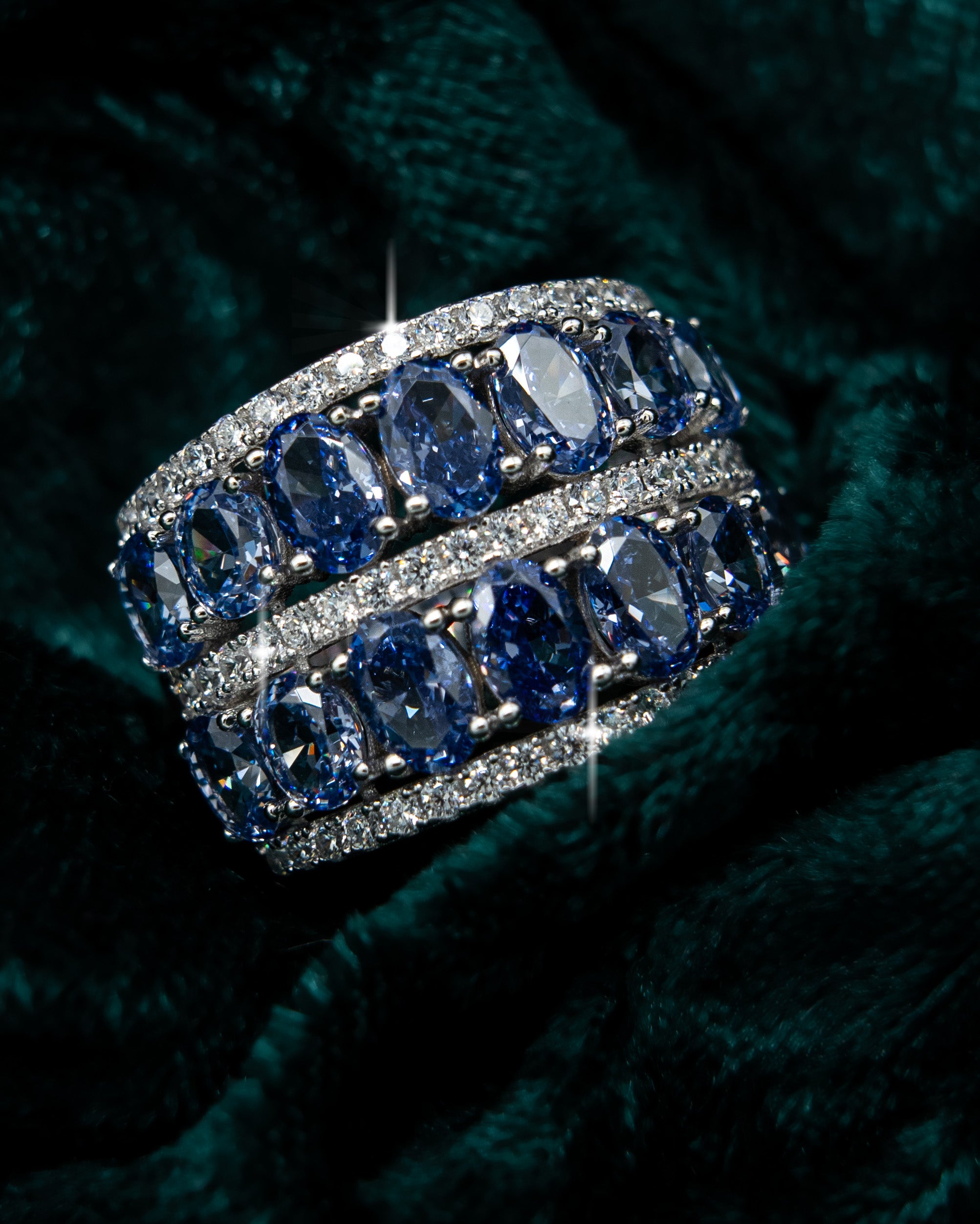 DOUBLE DIAMOND RING BLAU