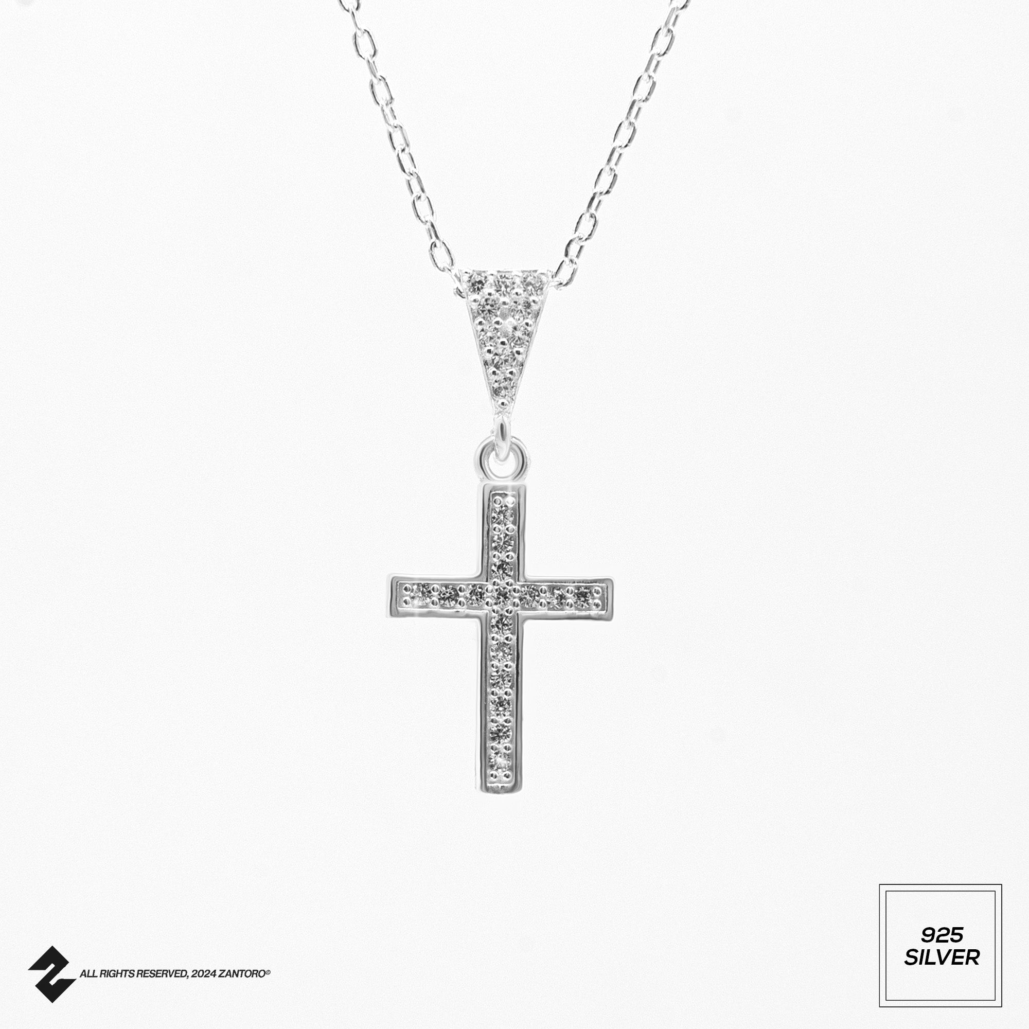 KREUZ ZIRKONIA HALSKETTE